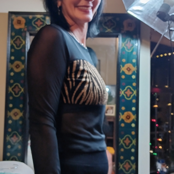 Love J Black and Gold Sheer Zebra Blouse - Picture 4 of 5